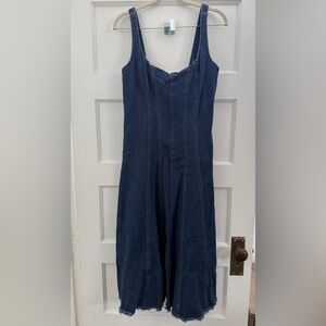 Midi denim overall dress
